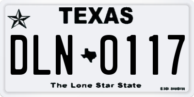 TX license plate DLN0117