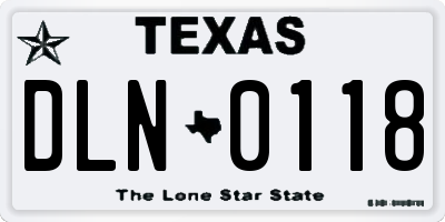 TX license plate DLN0118