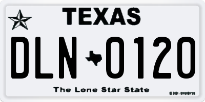 TX license plate DLN0120