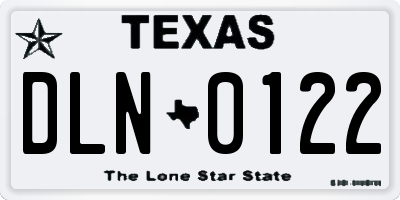 TX license plate DLN0122