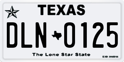 TX license plate DLN0125