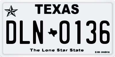 TX license plate DLN0136