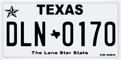 TX license plate DLN0170