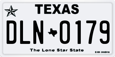 TX license plate DLN0179