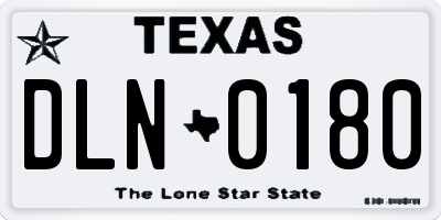 TX license plate DLN0180