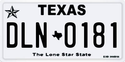 TX license plate DLN0181