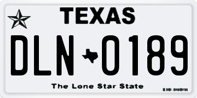 TX license plate DLN0189