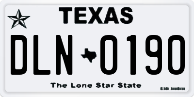 TX license plate DLN0190