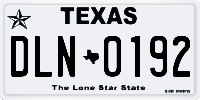 TX license plate DLN0192