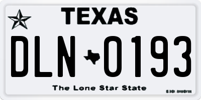 TX license plate DLN0193