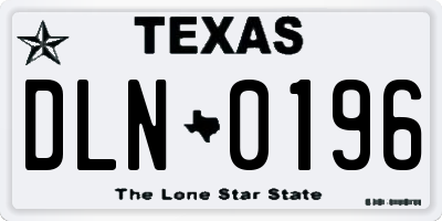TX license plate DLN0196