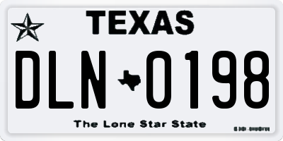 TX license plate DLN0198