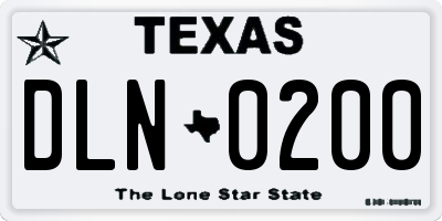 TX license plate DLN0200