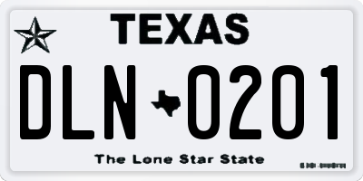 TX license plate DLN0201