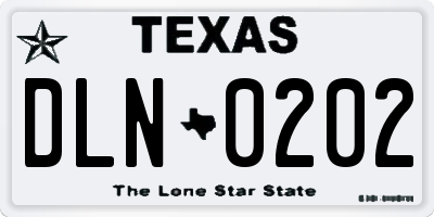 TX license plate DLN0202