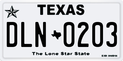 TX license plate DLN0203