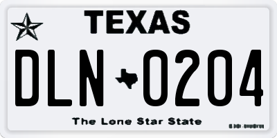 TX license plate DLN0204