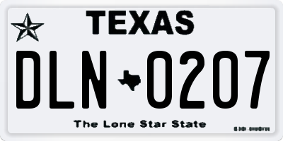 TX license plate DLN0207