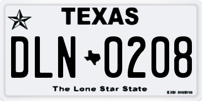 TX license plate DLN0208