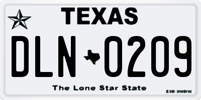 TX license plate DLN0209