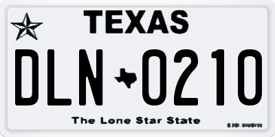 TX license plate DLN0210
