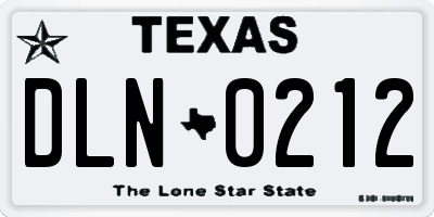 TX license plate DLN0212