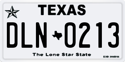 TX license plate DLN0213