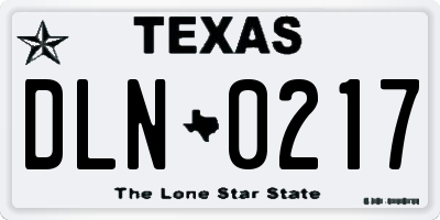 TX license plate DLN0217
