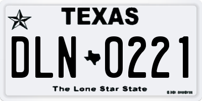 TX license plate DLN0221