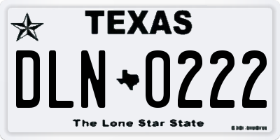 TX license plate DLN0222