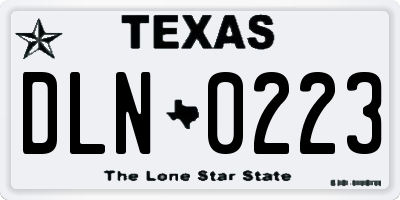 TX license plate DLN0223