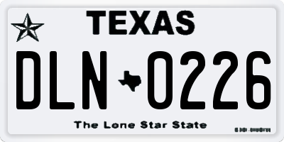 TX license plate DLN0226