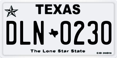 TX license plate DLN0230