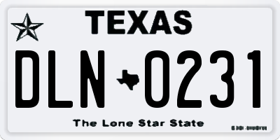 TX license plate DLN0231