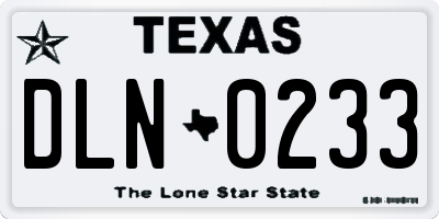 TX license plate DLN0233
