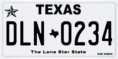 TX license plate DLN0234