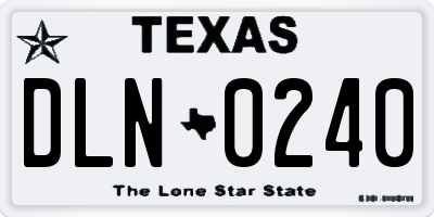 TX license plate DLN0240
