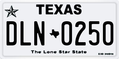TX license plate DLN0250