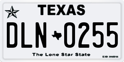 TX license plate DLN0255