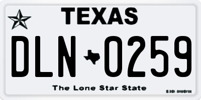 TX license plate DLN0259