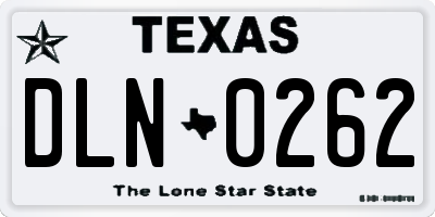 TX license plate DLN0262