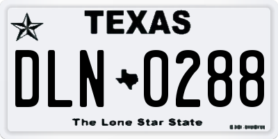 TX license plate DLN0288