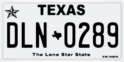 TX license plate DLN0289