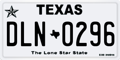 TX license plate DLN0296