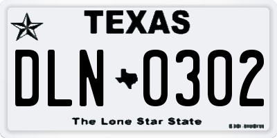TX license plate DLN0302