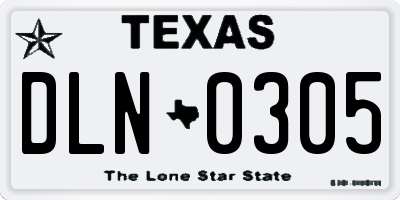 TX license plate DLN0305