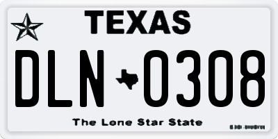 TX license plate DLN0308