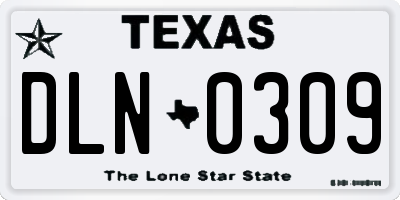 TX license plate DLN0309