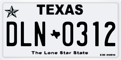 TX license plate DLN0312