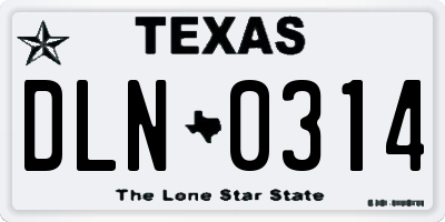 TX license plate DLN0314